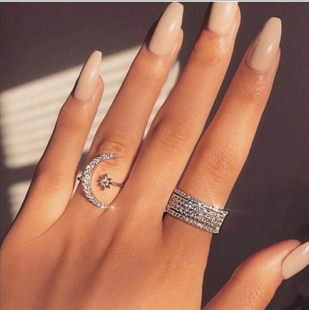CELESTIAL GODDESS Moon and Star Adjustable Ring